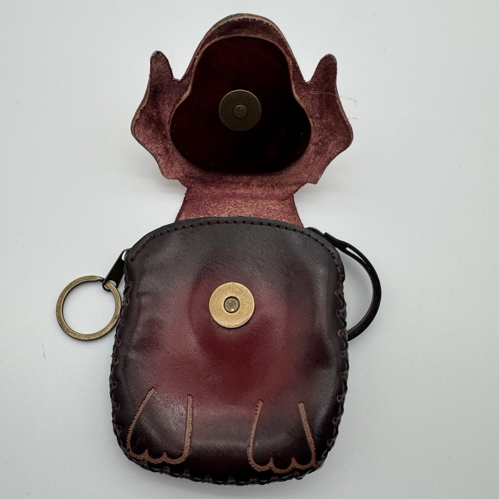 Dia De Los Muertos Dog Tooled Leather Coin Purse Wristlet - Picture 4 of 6